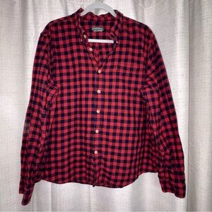 Eddie Bauer Check Flannel Shirt Mens XL Red Blue Outdoor Button Down